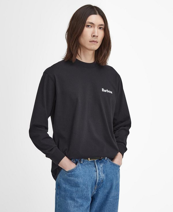 Barbour Baxter Oversized Long-sleeved T-shirt μαυρα | BABO88384
