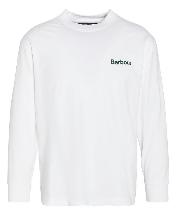 Barbour Baxter Oversized Long-sleeved T-shirt ασπρα | BABO88393