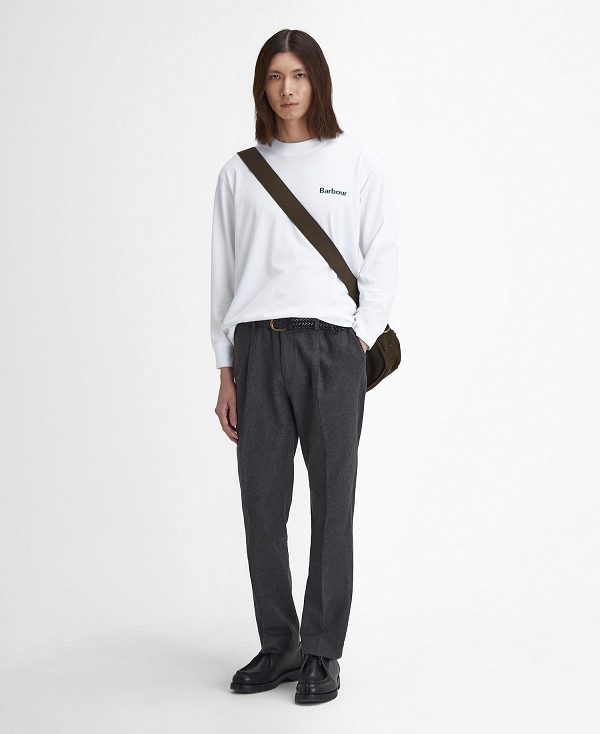 Barbour Baxter Oversized Long-sleeved T-shirt ασπρα | BABO88393