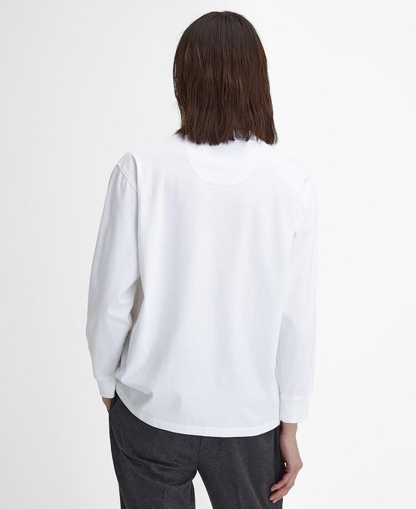 Barbour Baxter Oversized Long-sleeved T-shirt ασπρα | BABO88393