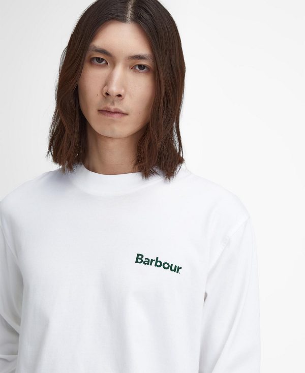 Barbour Baxter Oversized Long-sleeved T-shirt ασπρα | BABO88393