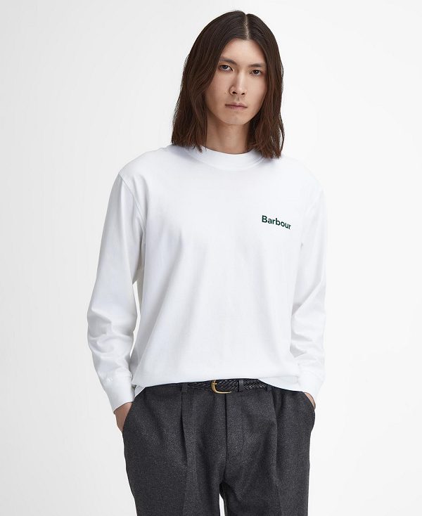 Barbour Baxter Oversized Long-sleeved T-shirt ασπρα | BABO88393