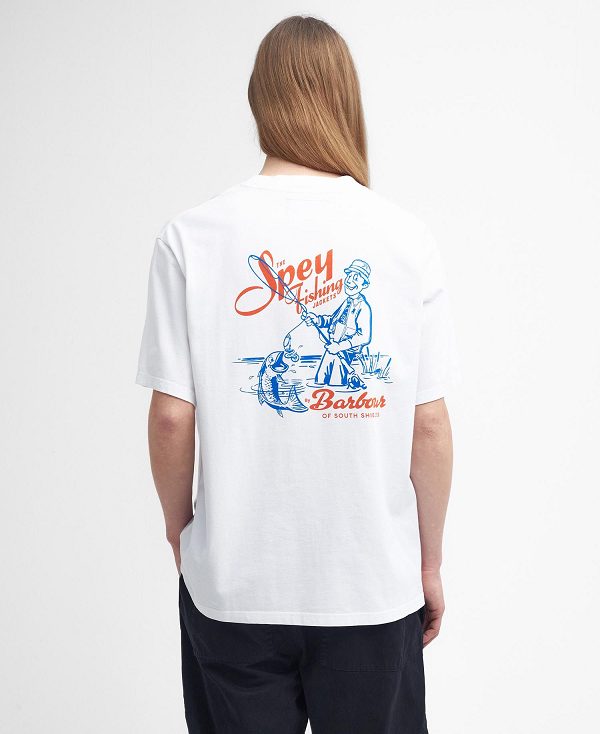 Barbour Bayard Oversized Graphic T-shirt ασπρα | BABO88411