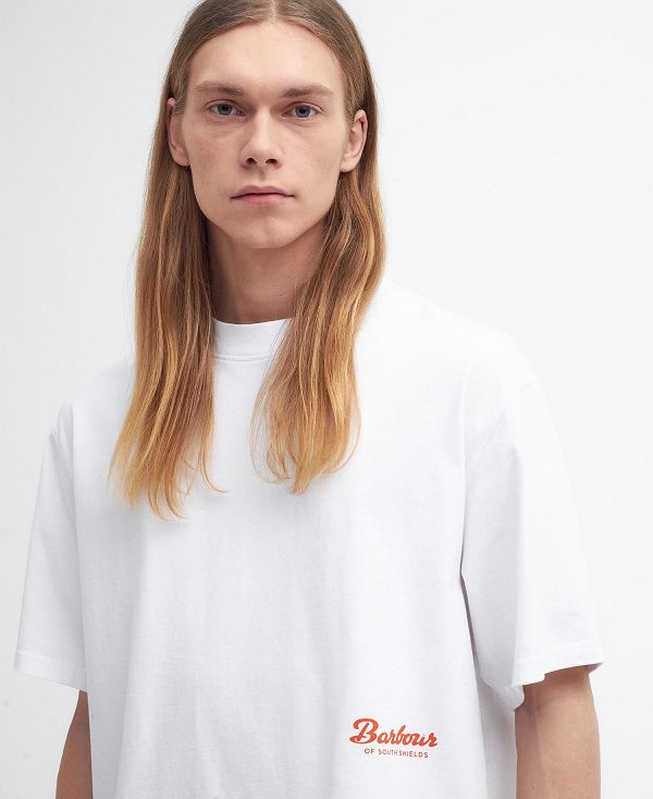 Barbour Bayard Oversized Graphic T-shirt ασπρα | BABO88411