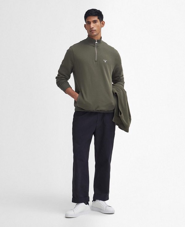 Barbour Beckhill Half-zip Sweatshirt Ελιά | BABO88618