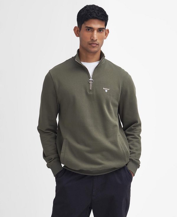 Barbour Beckhill Half-zip Sweatshirt Ελιά | BABO88618