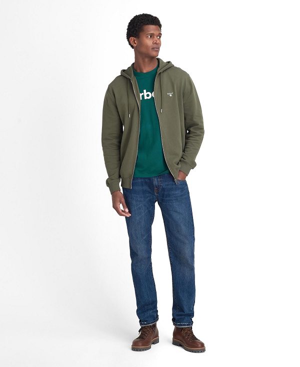 Barbour Beckhill Zip-up Hoodie Ελιά | BABO88482