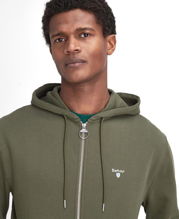 Barbour Beckhill Zip-up Hoodie Ελιά | BABO88482