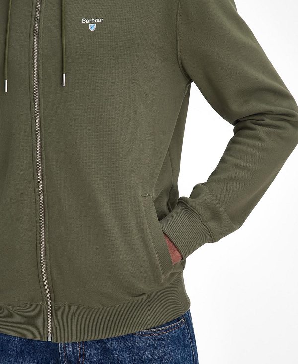 Barbour Beckhill Zip-up Hoodie Ελιά | BABO88482