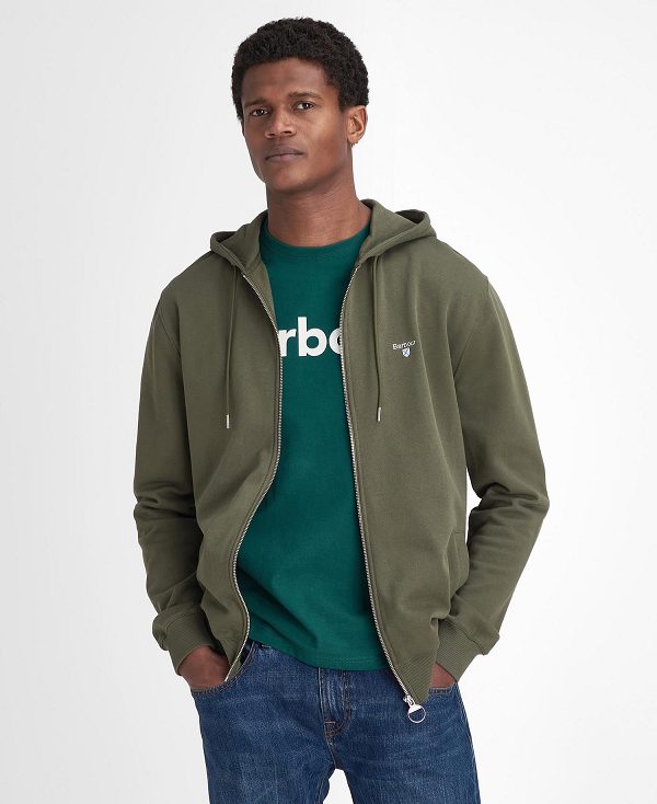 Barbour Beckhill Zip-up Hoodie Ελιά | BABO88482