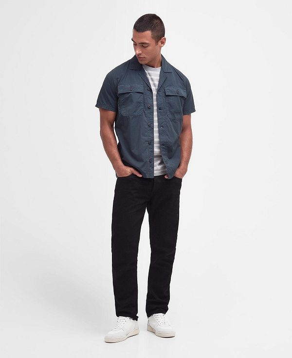 Barbour Belmont Regular Short-sleeved Shirt σκουρο μπλε | BABO87744