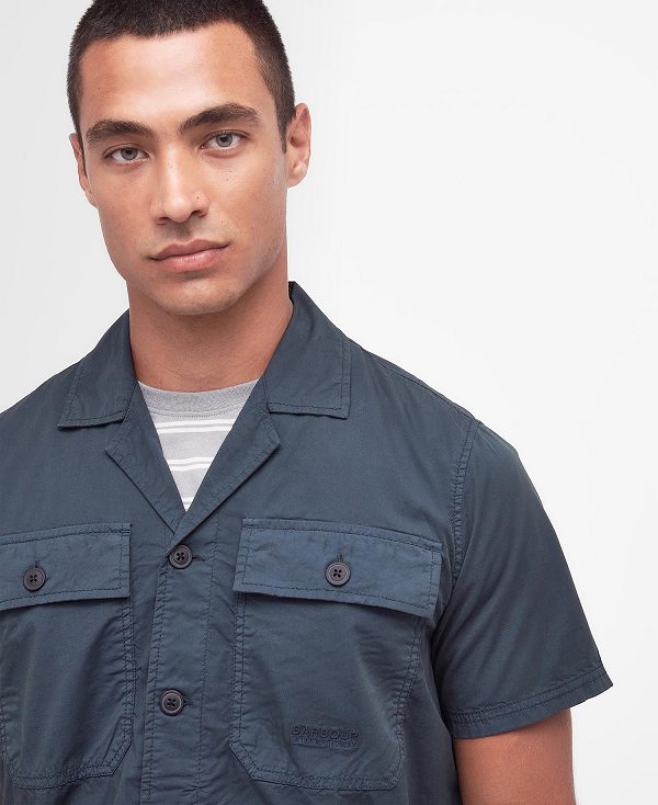 Barbour Belmont Regular Short-sleeved Shirt σκουρο μπλε | BABO87744