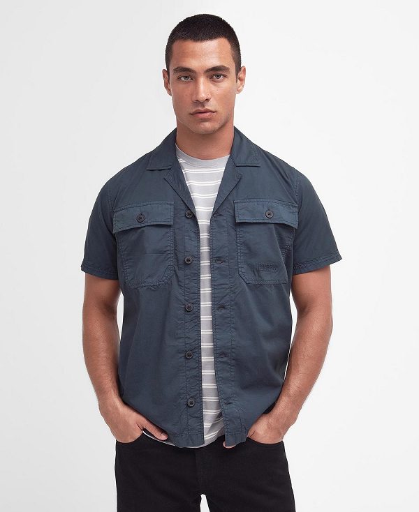 Barbour Belmont Regular Short-sleeved Shirt σκουρο μπλε | BABO87744