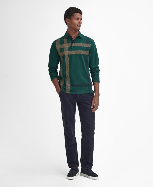 Barbour Blaine Tartan Long-sleeved Polo Shirt πρασινο | BABO88224