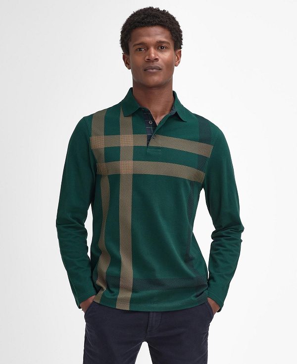 Barbour Blaine Tartan Long-sleeved Polo Shirt πρασινο | BABO88224