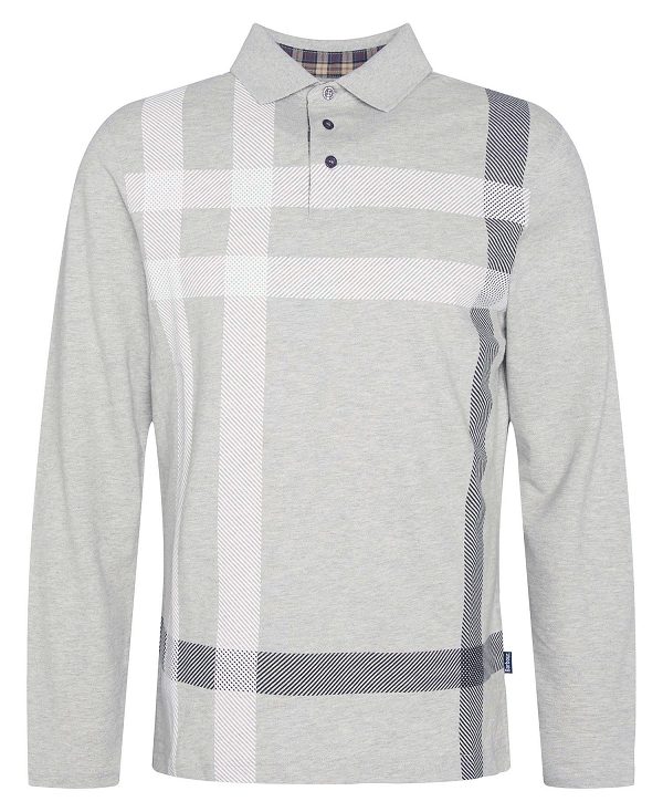 Barbour Blaine Tartan Long-sleeved Polo Shirt γκρι | BABO88243