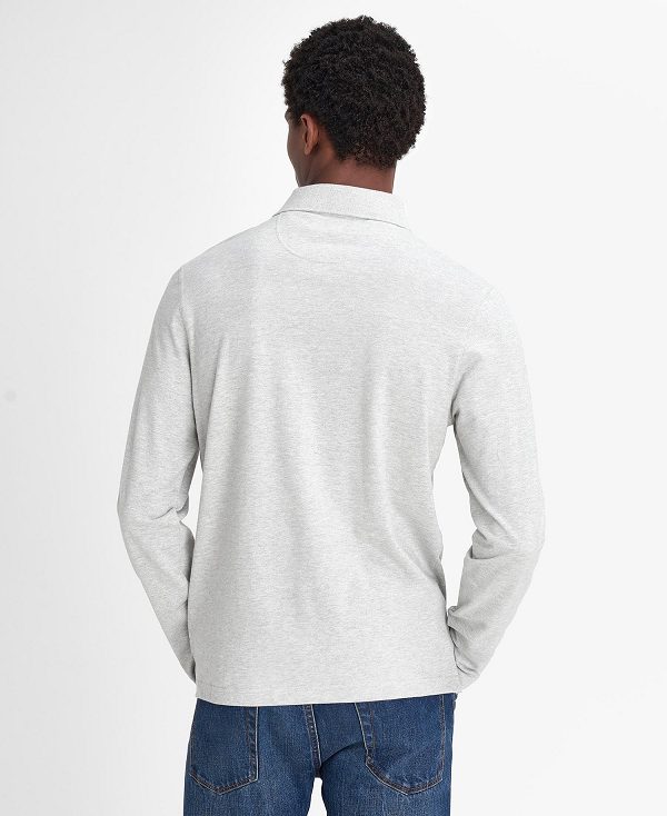 Barbour Blaine Tartan Long-sleeved Polo Shirt γκρι | BABO88243