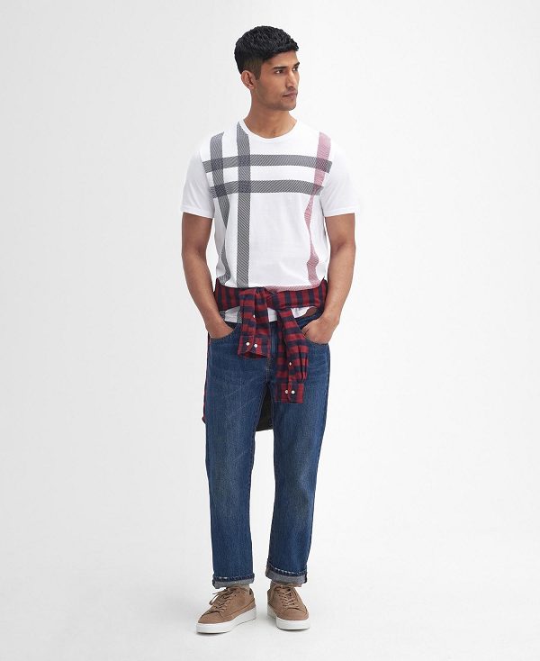 Barbour Blaine Tartan T-shirt ασπρα | BABO88415