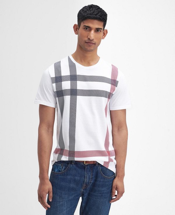 Barbour Blaine Tartan T-shirt ασπρα | BABO88415