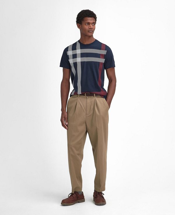 Barbour Blaine Tartan T-shirt σκουρο μπλε | BABO88409