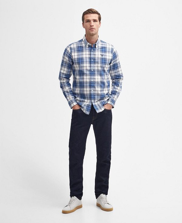 Barbour Blakelow Tailored Long-sleeved Shirt μπλε σκουρο | BABO87716