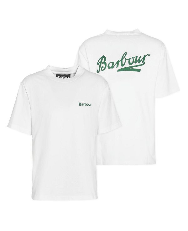 Barbour Bowery Oversized Graphic T-shirt ασπρα | BABO88386
