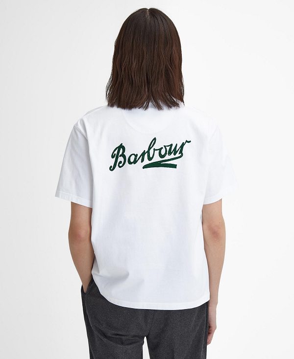 Barbour Bowery Oversized Graphic T-shirt ασπρα | BABO88386