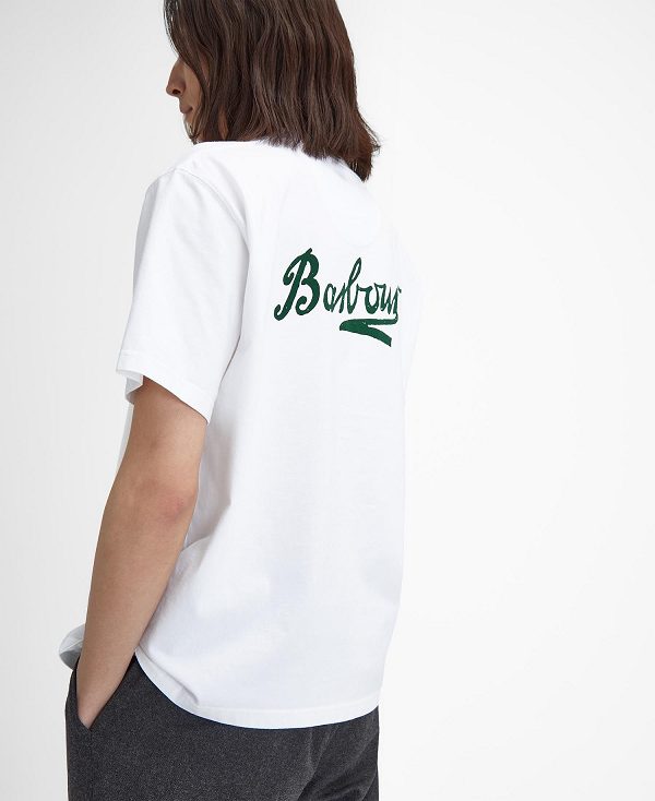 Barbour Bowery Oversized Graphic T-shirt ασπρα | BABO88386