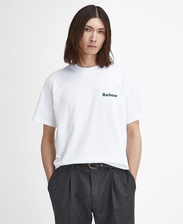 Barbour Bowery Oversized Graphic T-shirt ασπρα | BABO88386