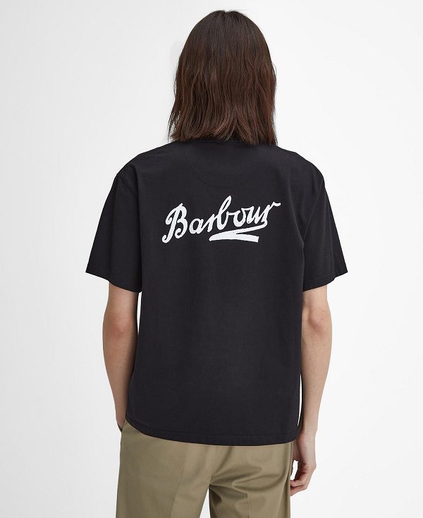 Barbour Bowery Oversized Graphic T-shirt μαυρα | BABO88398