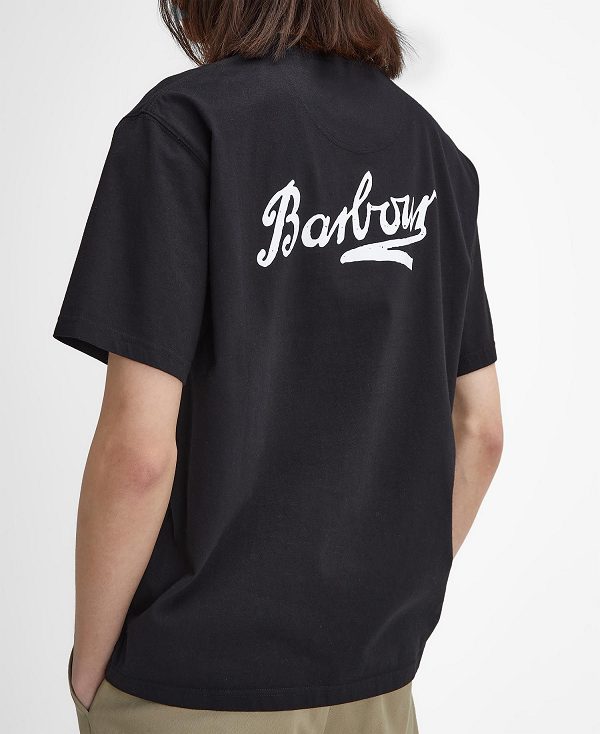 Barbour Bowery Oversized Graphic T-shirt μαυρα | BABO88398