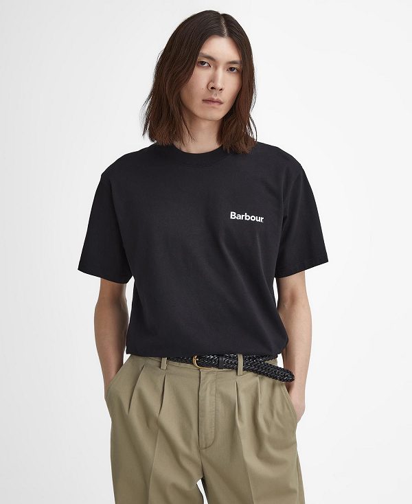Barbour Bowery Oversized Graphic T-shirt μαυρα | BABO88398