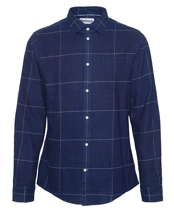 Barbour Brindle Tailored Long-sleeved Shirt μπλε σκουρο | BABO87765