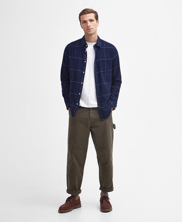 Barbour Brindle Tailored Long-sleeved Shirt μπλε σκουρο | BABO87765