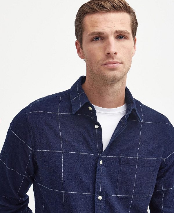 Barbour Brindle Tailored Long-sleeved Shirt μπλε σκουρο | BABO87765