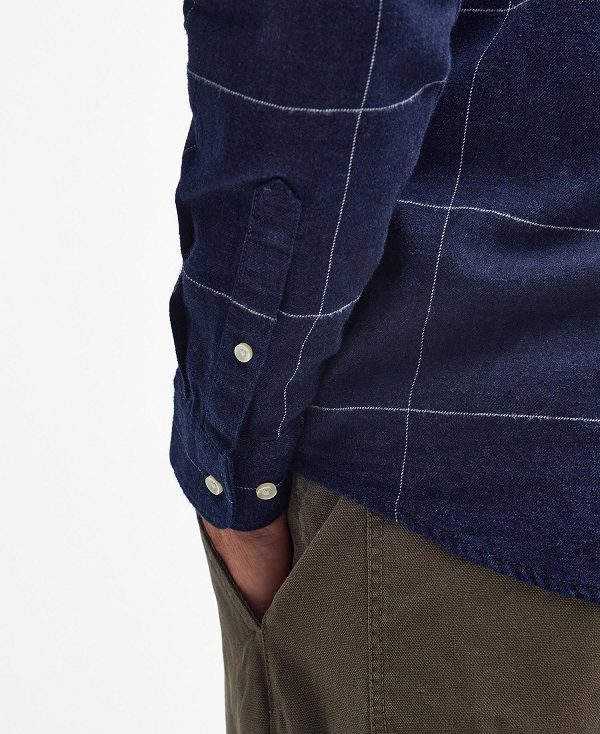 Barbour Brindle Tailored Long-sleeved Shirt μπλε σκουρο | BABO87765