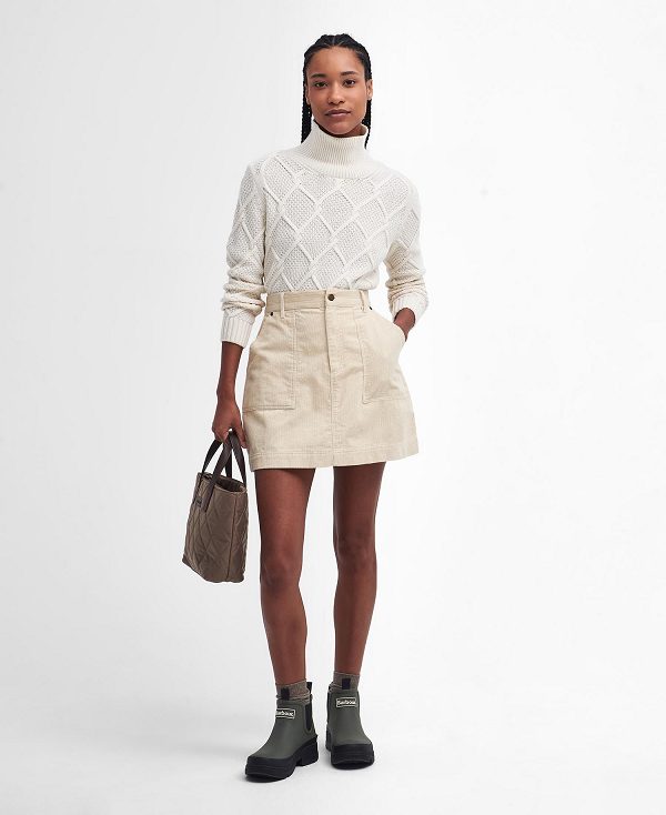 Barbour Burne Roll Neck Jumper ασπρα | BABO89733
