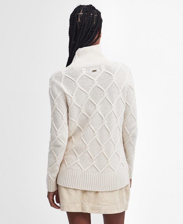 Barbour Burne Roll Neck Jumper ασπρα | BABO89733