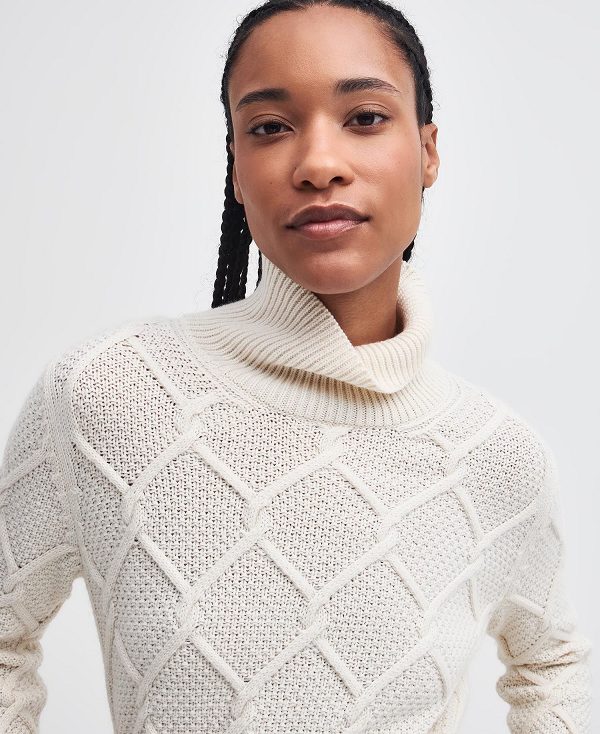 Barbour Burne Roll Neck Jumper ασπρα | BABO89733