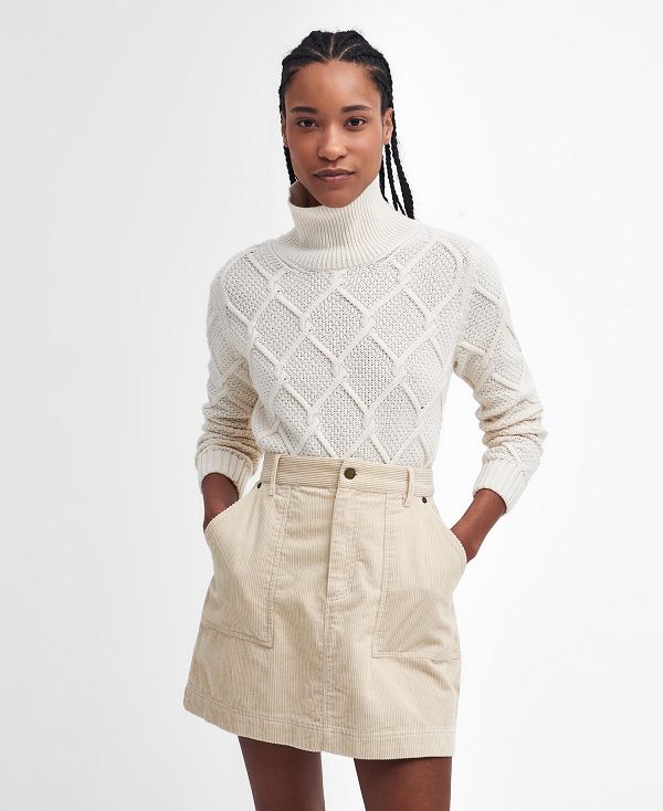 Barbour Burne Roll Neck Jumper ασπρα | BABO89733