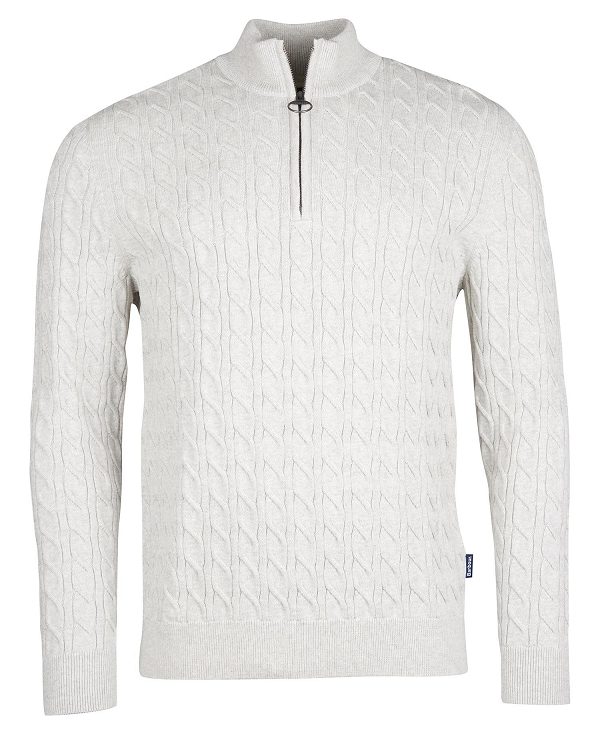 Barbour Cable Knit Half Zip Jumper γκρι | BABO88501