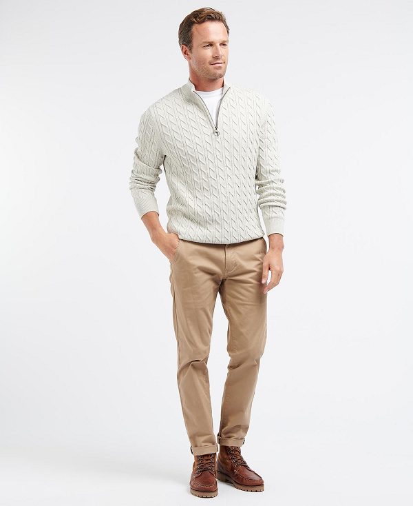 Barbour Cable Knit Half Zip Jumper γκρι | BABO88501