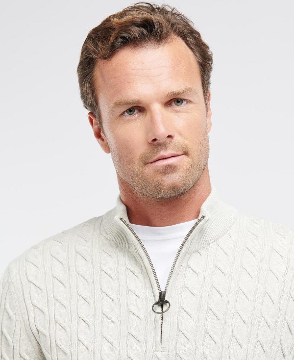 Barbour Cable Knit Half Zip Jumper γκρι | BABO88501