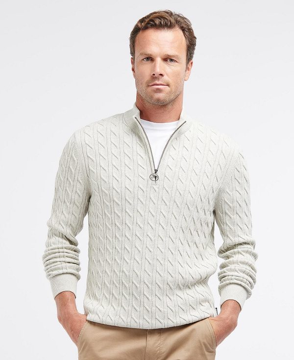 Barbour Cable Knit Half Zip Jumper γκρι | BABO88501