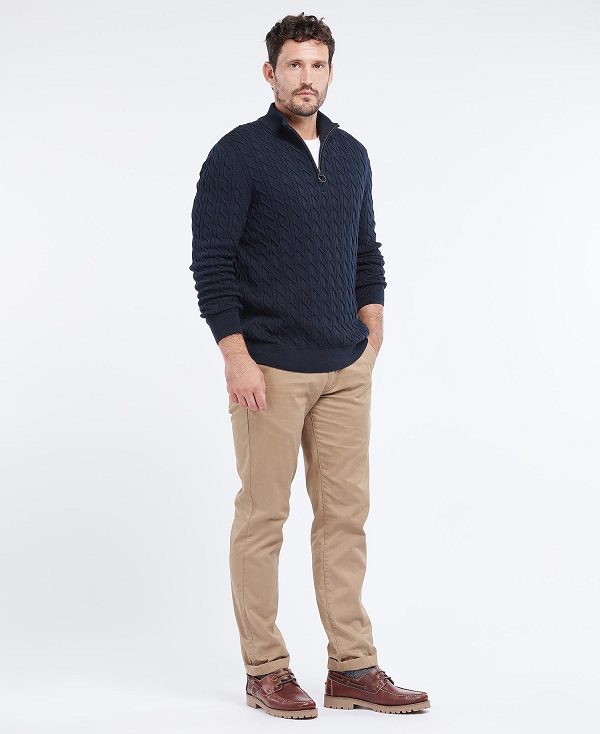 Barbour Cable Knit Half Zip Jumper σκουρο μπλε | BABO88502