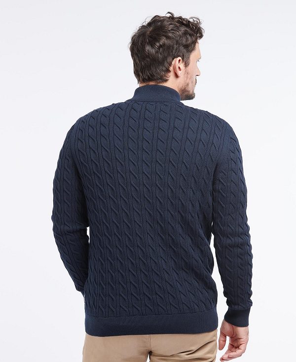 Barbour Cable Knit Half Zip Jumper σκουρο μπλε | BABO88502