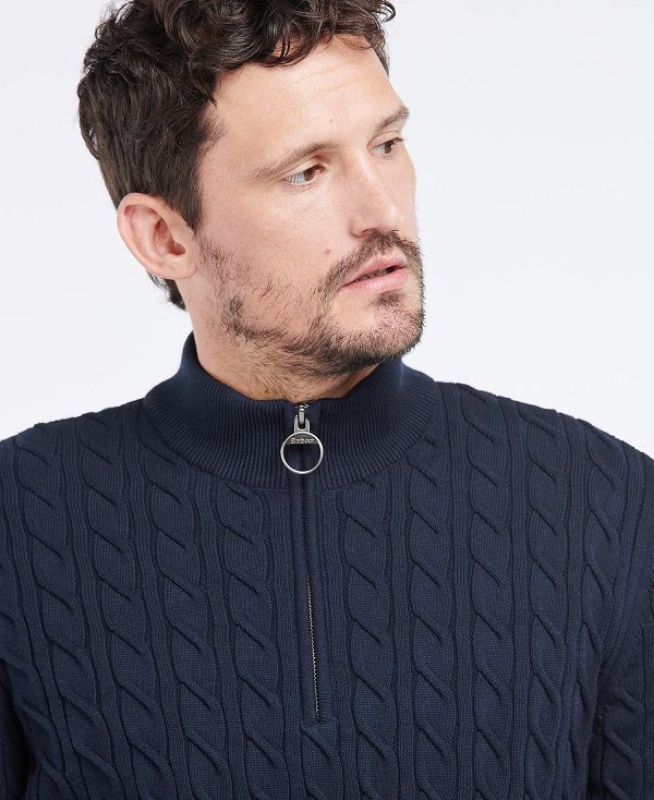 Barbour Cable Knit Half Zip Jumper σκουρο μπλε | BABO88502