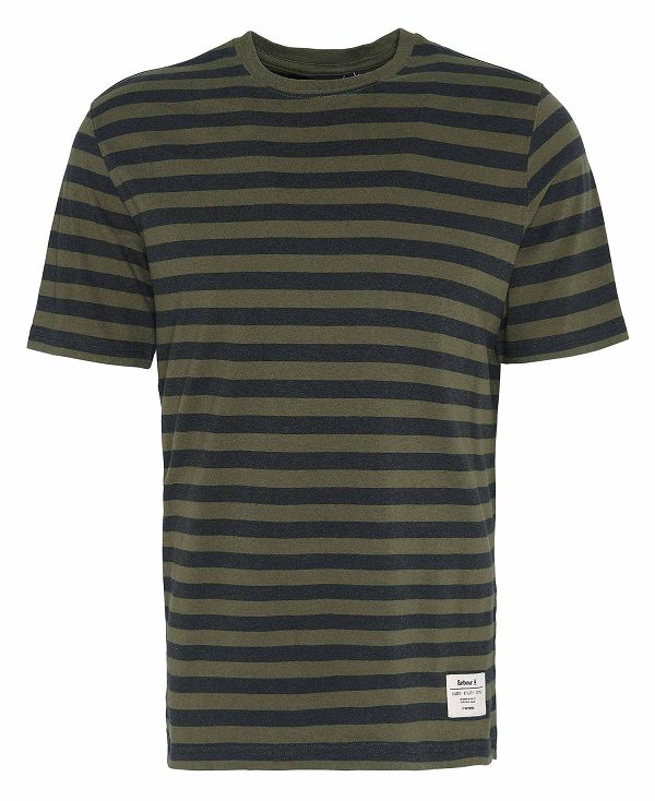 Barbour Caddick Striped T-shirt πρασινο | BABO88391