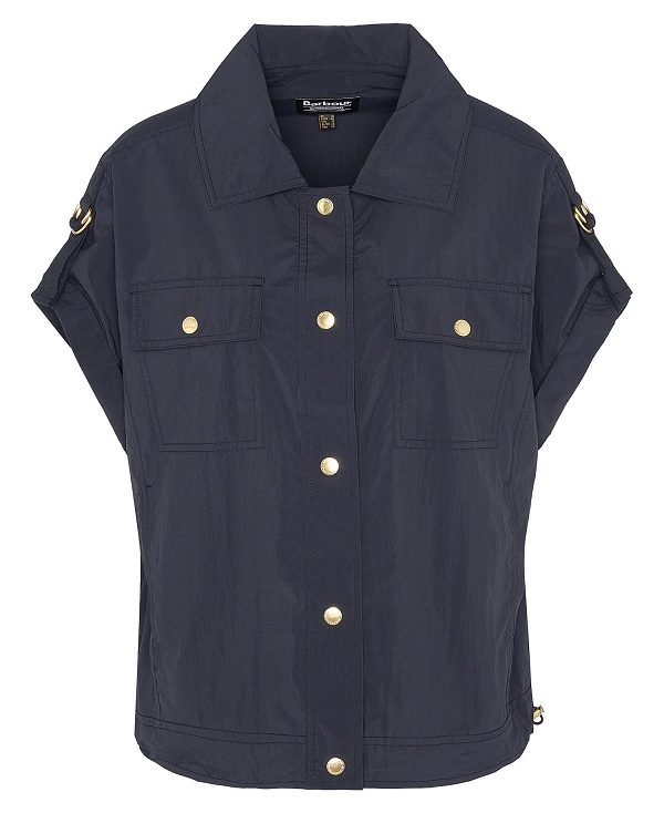 Barbour Carla Oversized Short-sleeved Shirt μαυρα | BABO89498