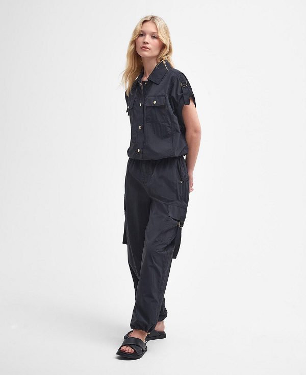 Barbour Carla Oversized Short-sleeved Shirt μαυρα | BABO89498